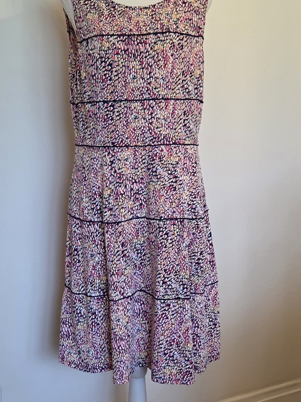 Perceptions Pink Multicolor Sleeveless Tiered A-Line Dress